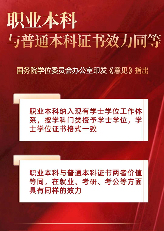 又一利好消息，教育部再發(fā)文：職業(yè)本科與普通本科證書效力同等！